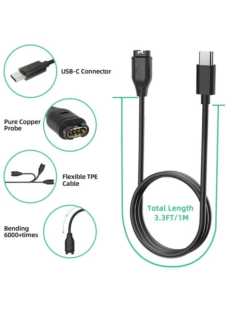 1M Charging Cable for Garmin Vivoactive 5 4 4S 3, Fenix 7 7S 7X 6 6S Pro 5 5S 5X Plus, Forerunner 935 945 55 245 45 45S S40 S42 S60,Vivomove,Vivosport,Venu sq/Instinct 2 2S (Type C) - Image 4